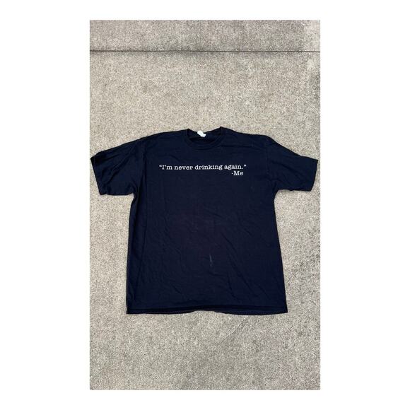Unisex Black Graphic Print Never Drinking Again Short Sleeve Tee Shirt Size XL - Picture 1 of 5